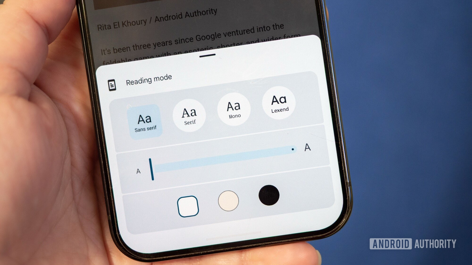 chrome reader mode on phone style options