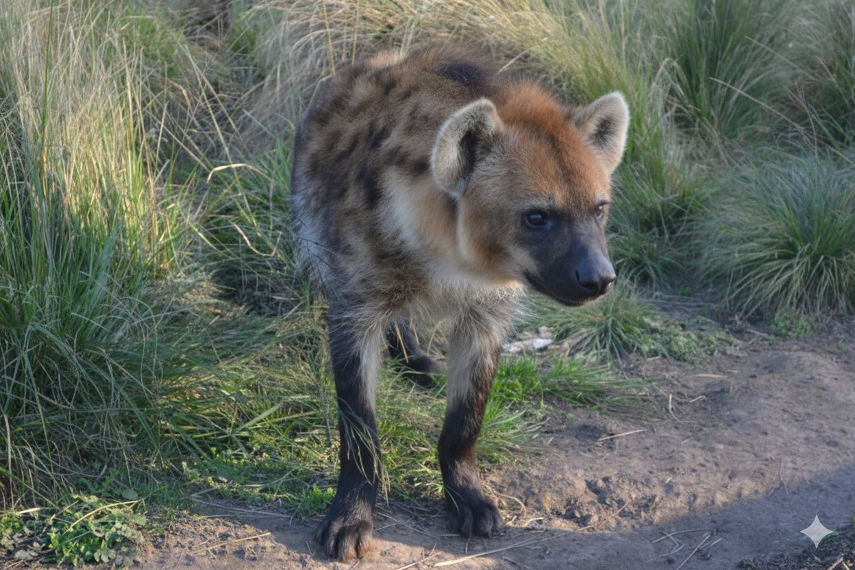 gemini generated image with fence removed in front of hyena