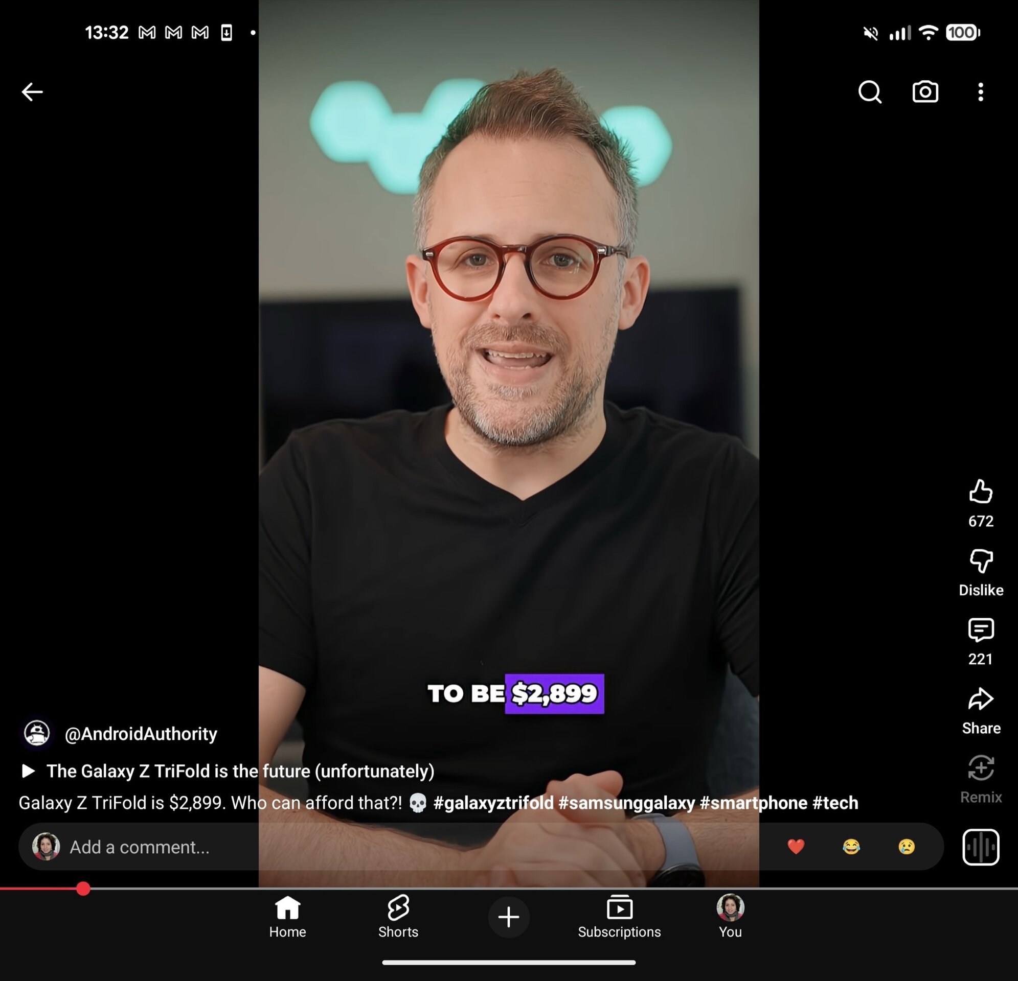google pixel 10 pro fold youtube short screenshot landscape inner display