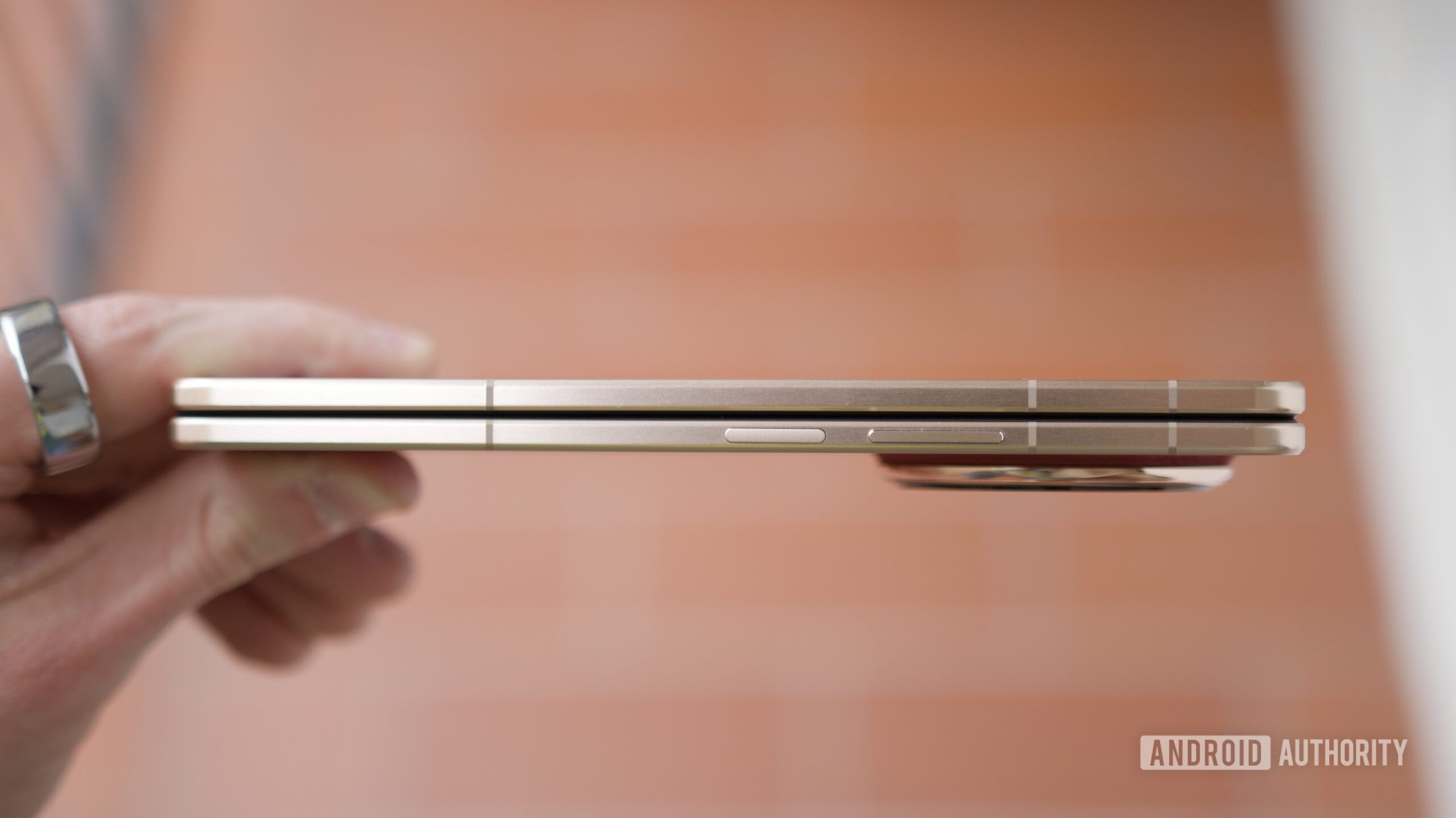 A side view of the HONOR Magic V6 folded shut.