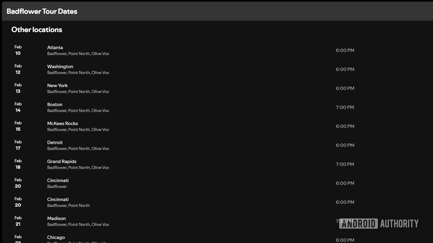 live shows on spotify