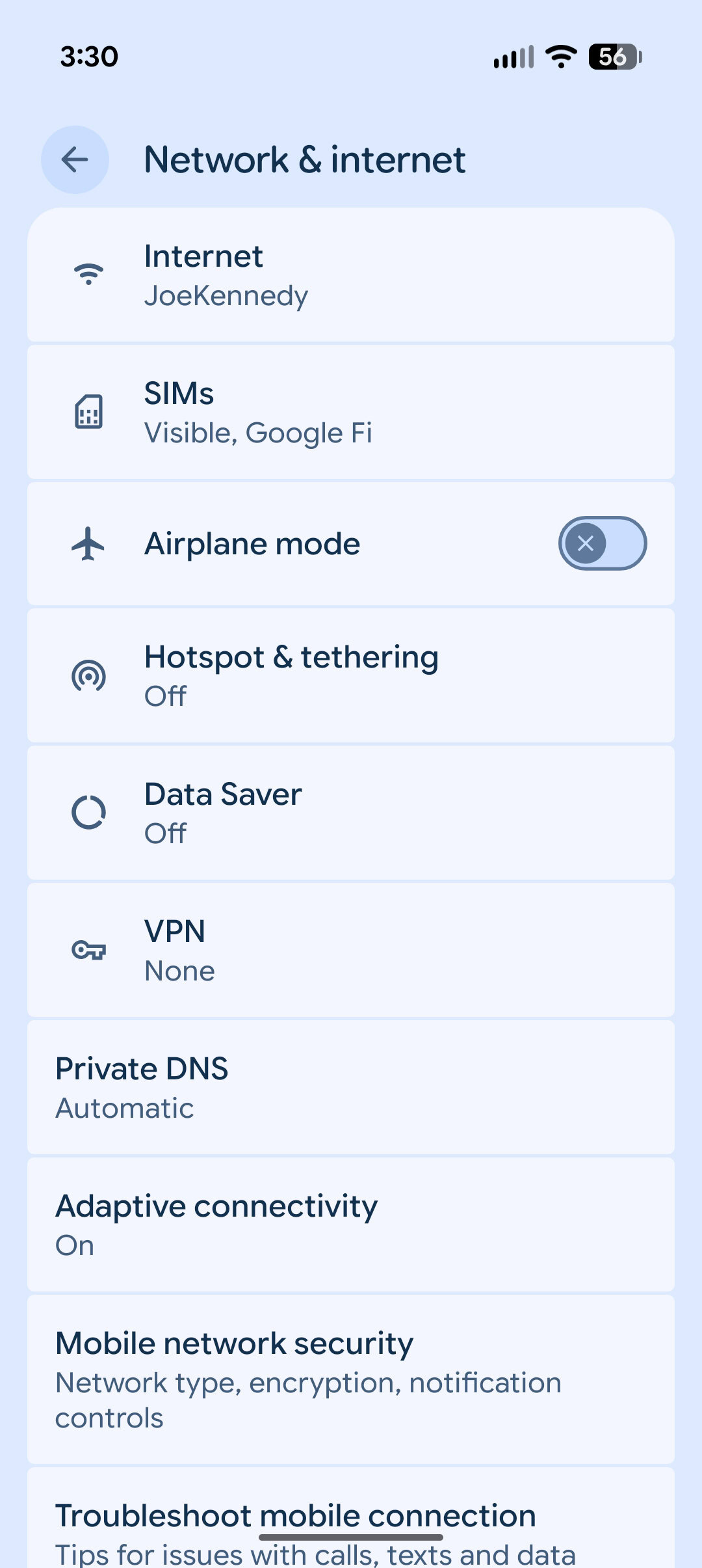 Screenshot showing how to set up Pixel VPN on a Pixel phone.