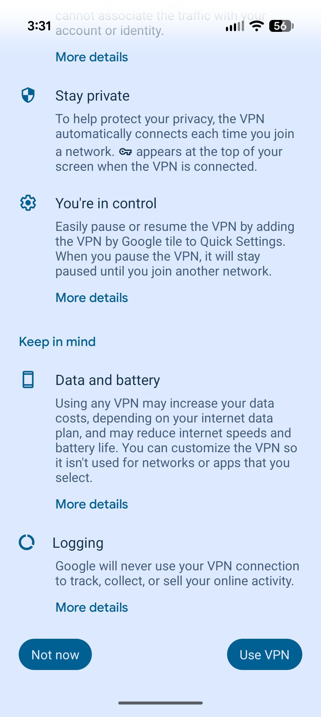 Screenshot showing how to set up Pixel VPN on a Pixel phone.
