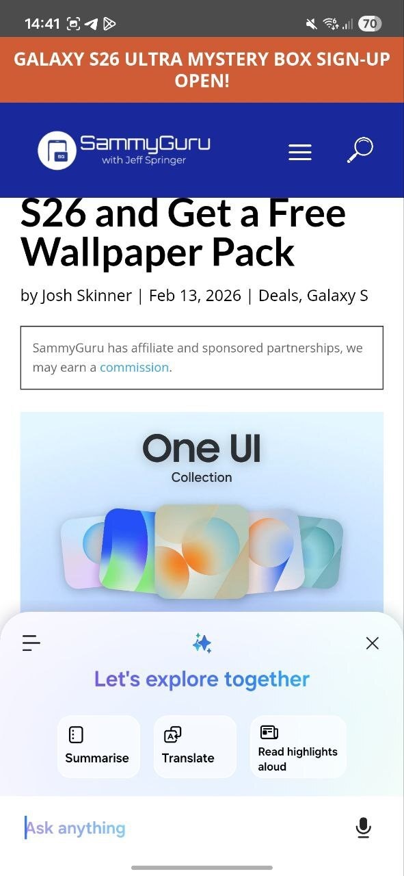 samsung internet ask ai one ui 9 4