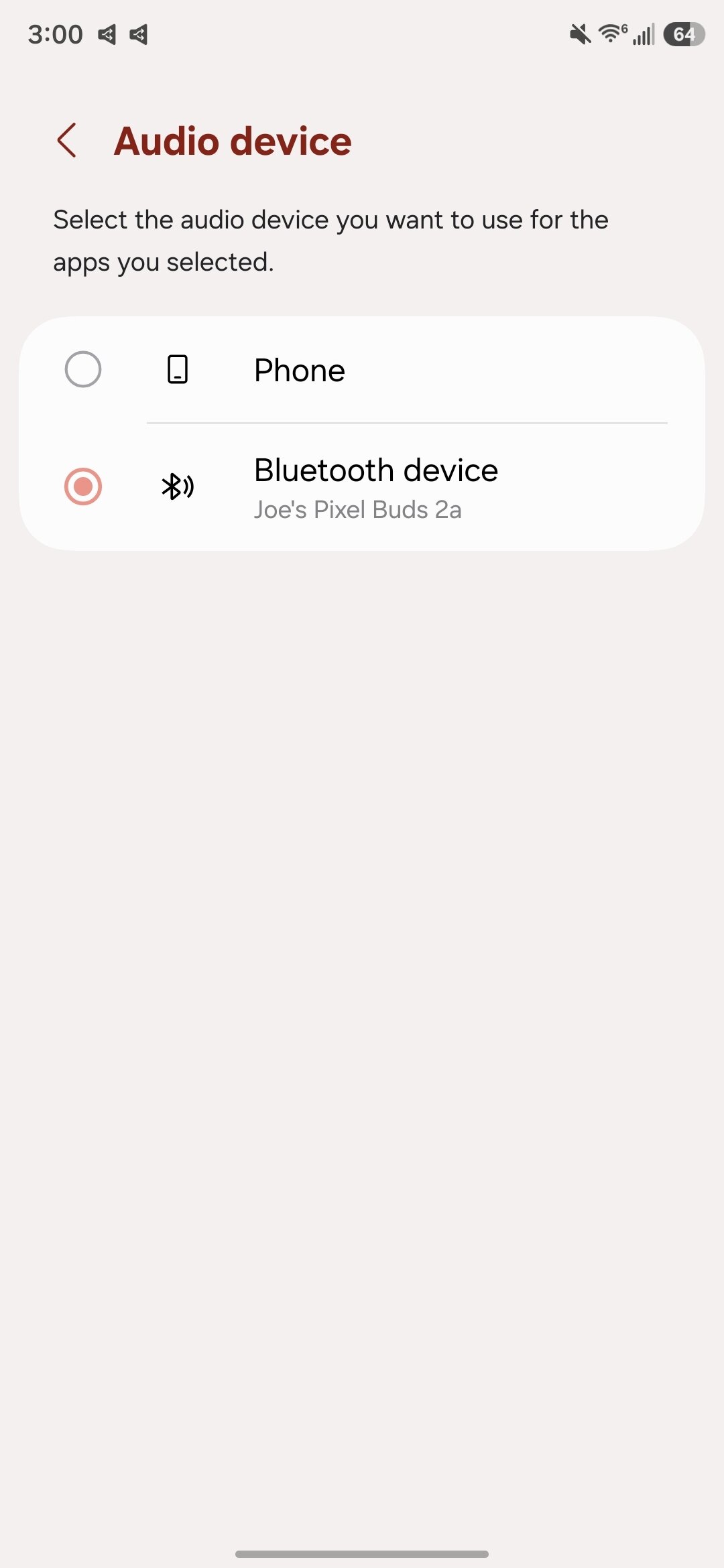 Screenshot of setting up Separate App Sound on a Samsung phone.