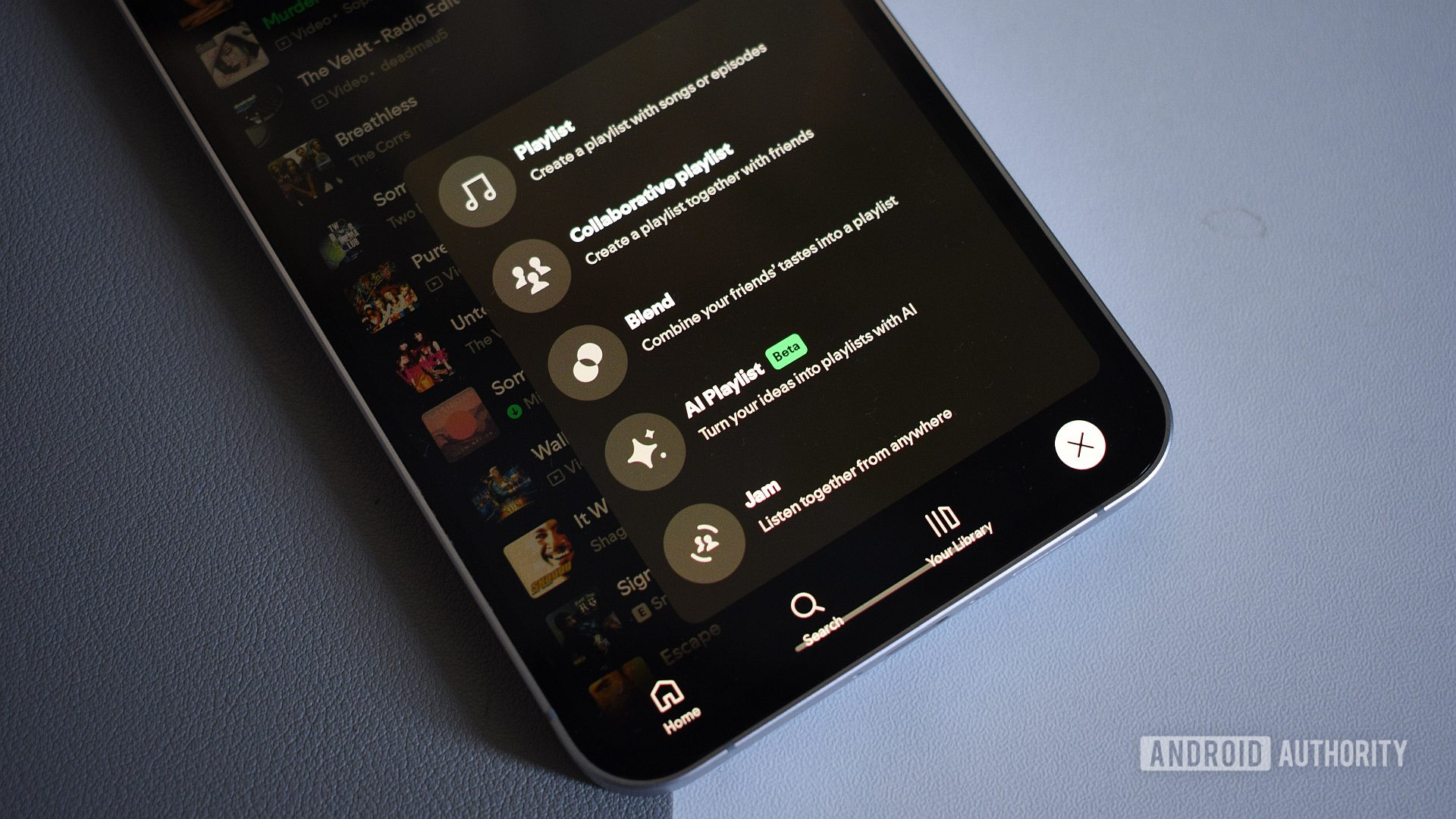 spotify android app create button menu 1