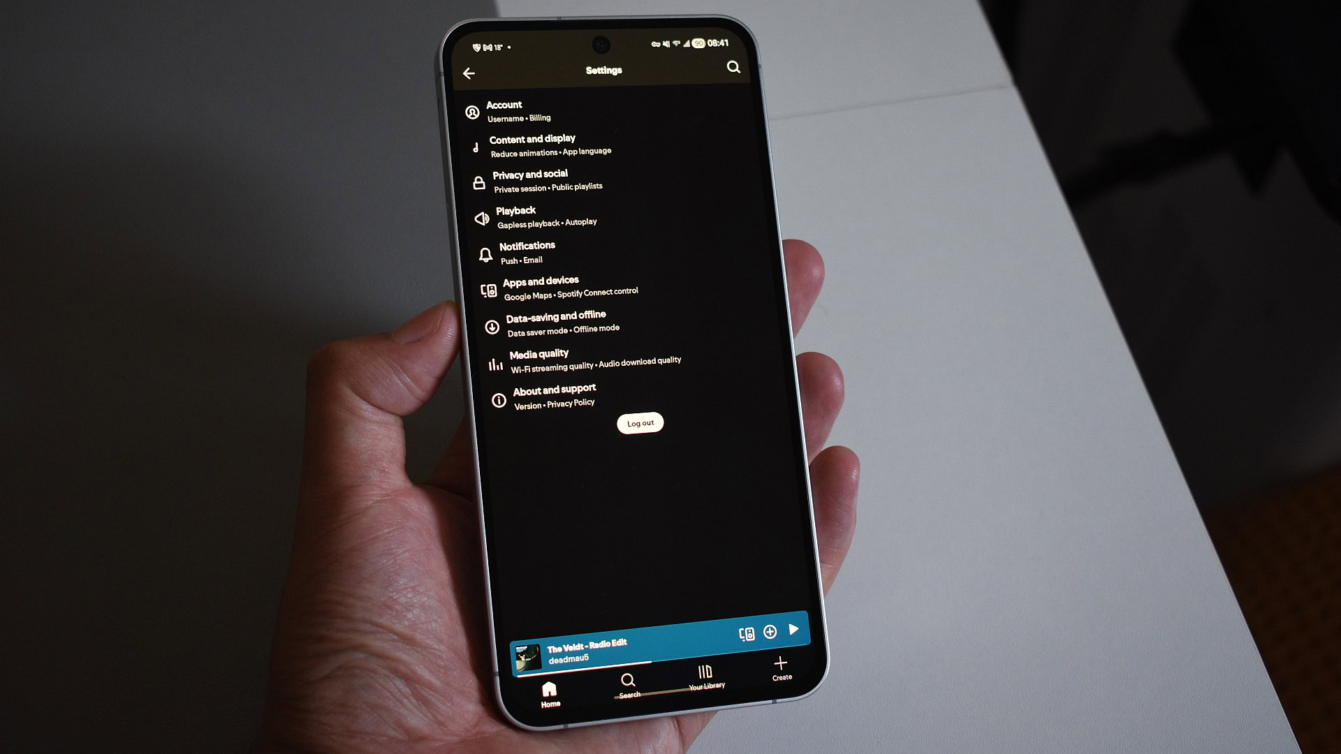 spotify android app settings page 1