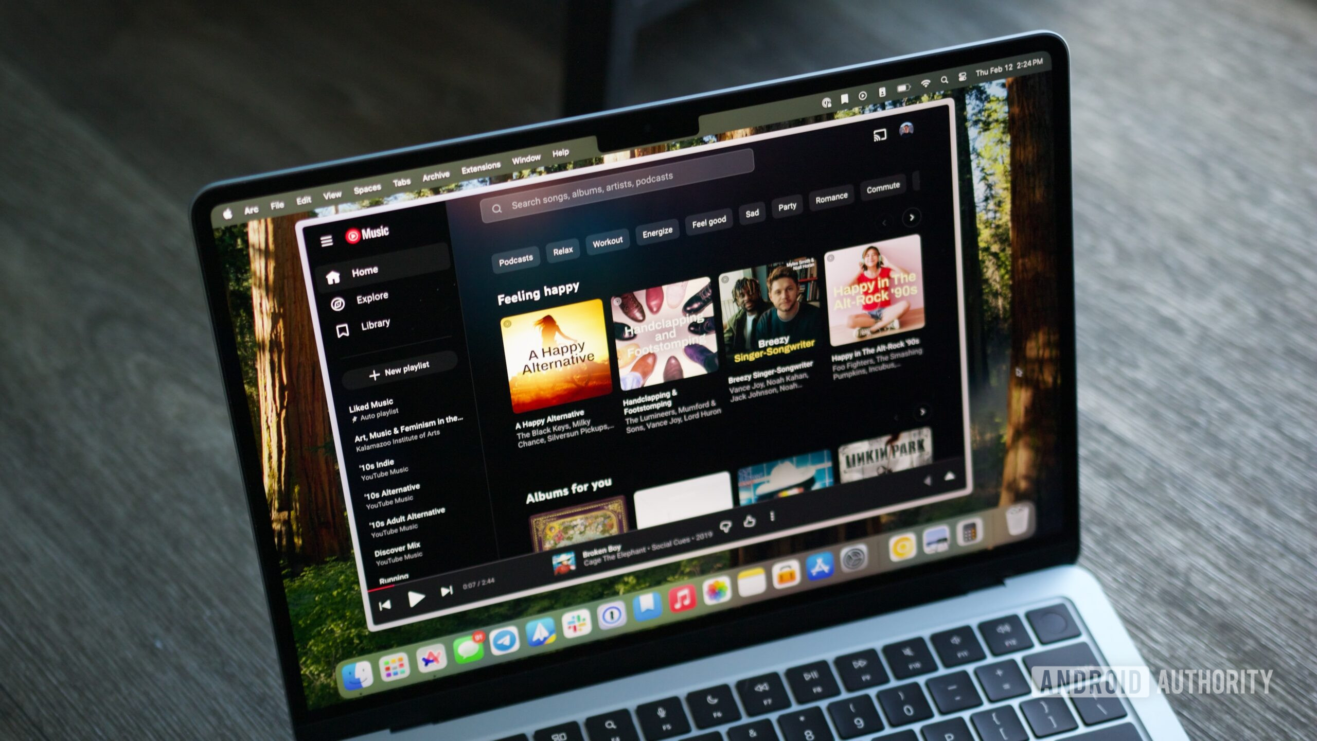 YouTube Music desktop site running on a laptop.
