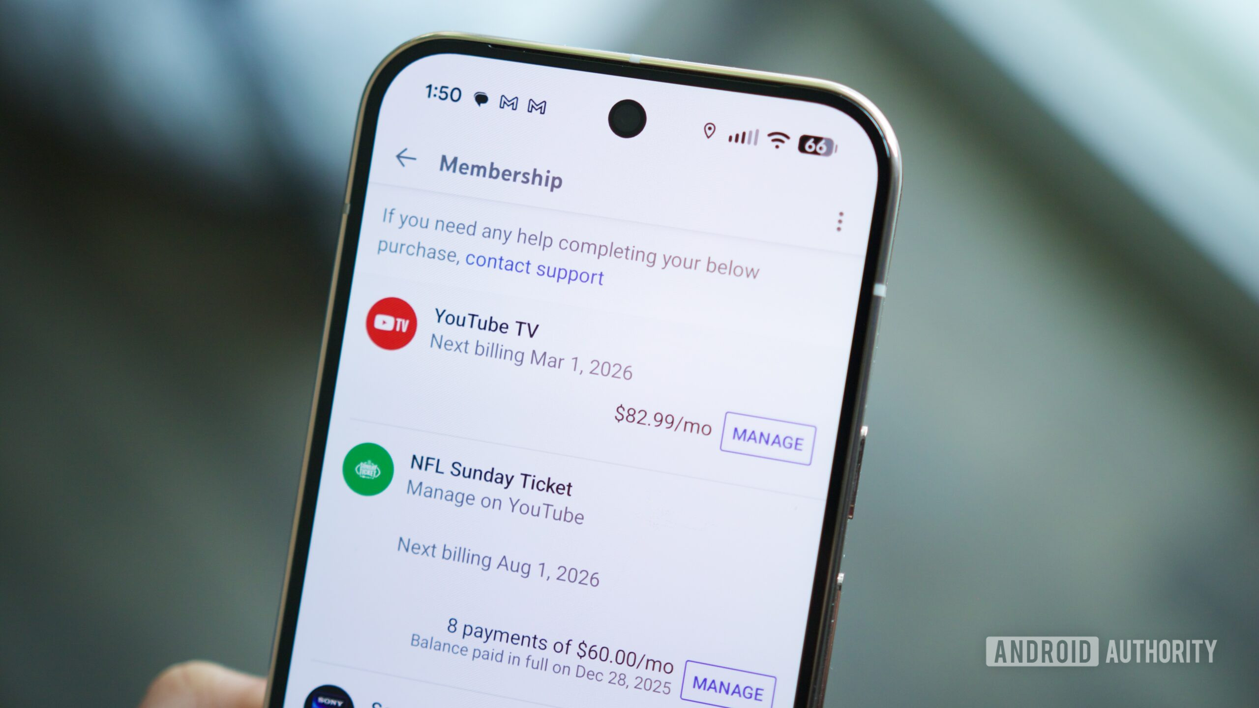 youtube tv app membership page hero YouTube TV membership page on the app.