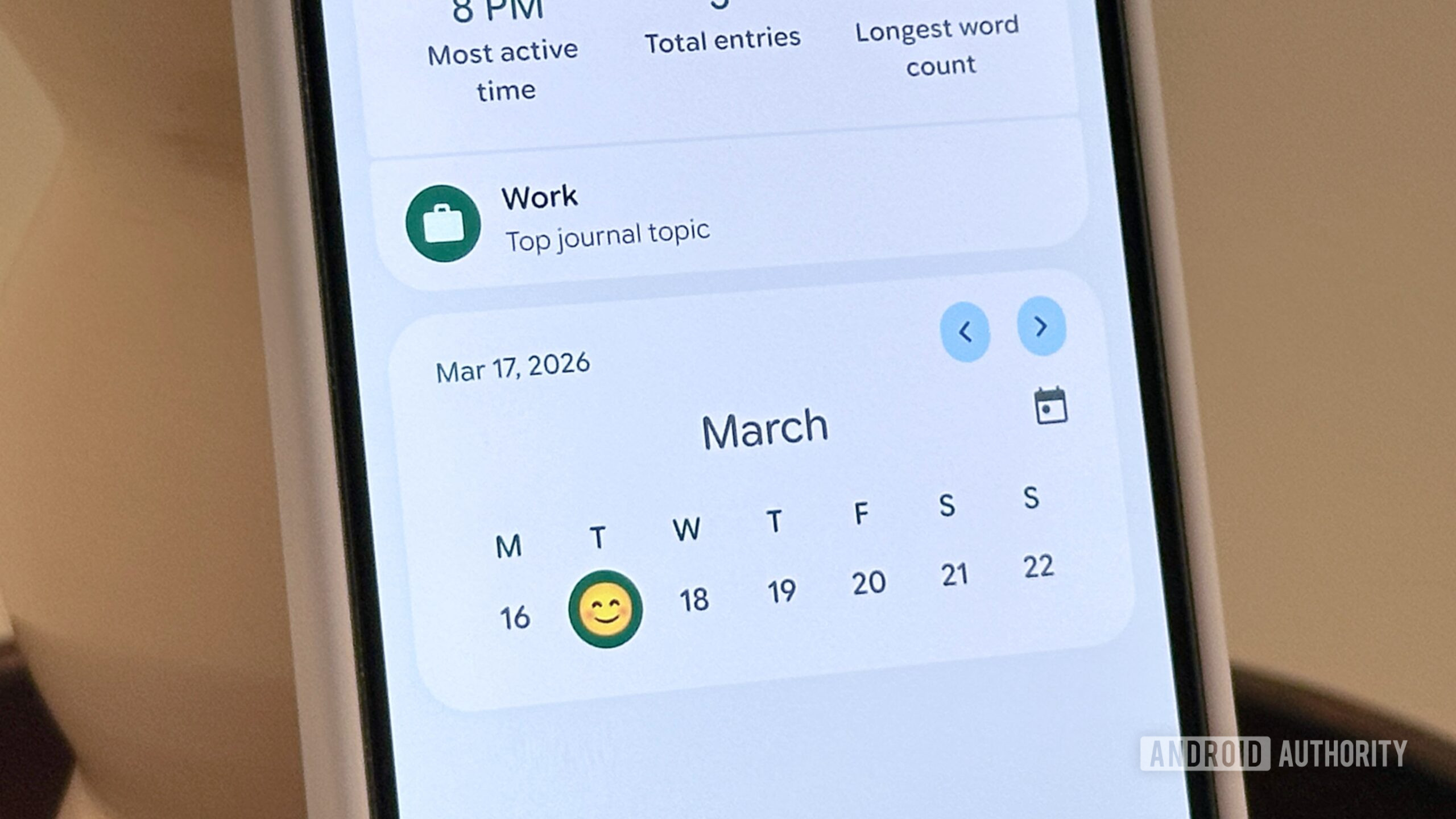 Google Journal Insights tab