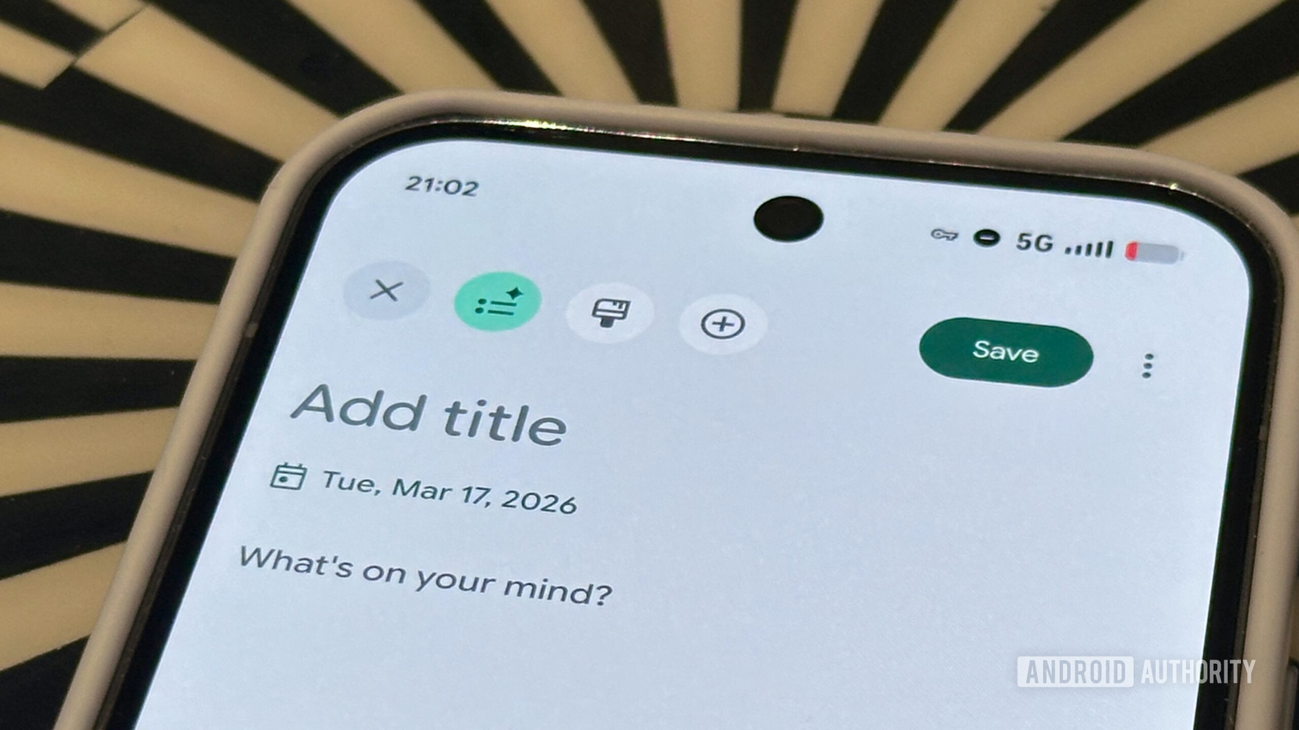 Google Journal new entry screen Google Journal new entry screen