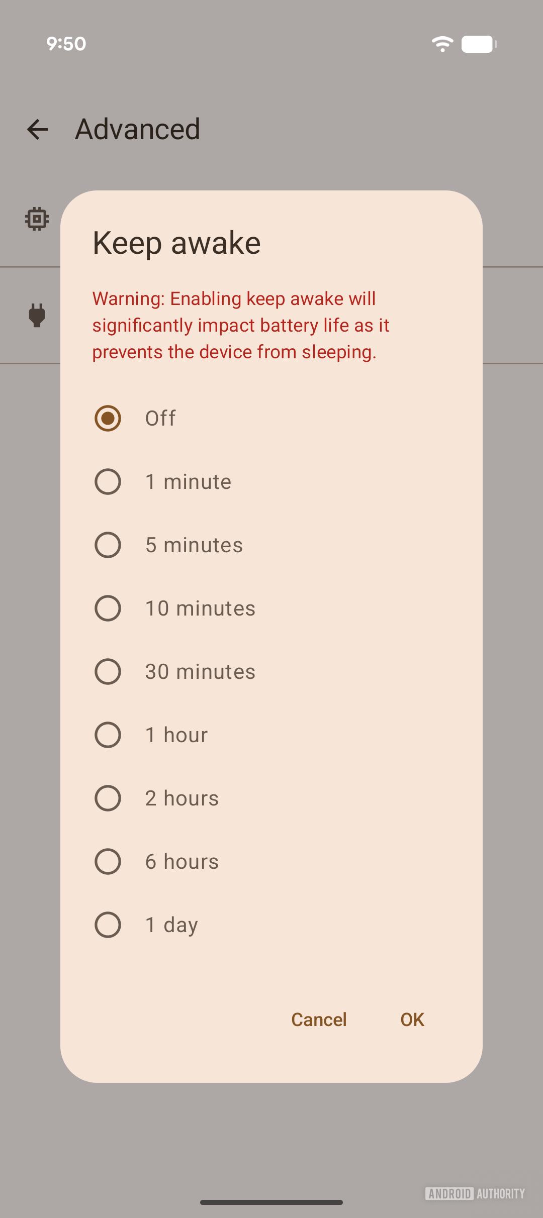 Android Canary Terminal Keep Awake