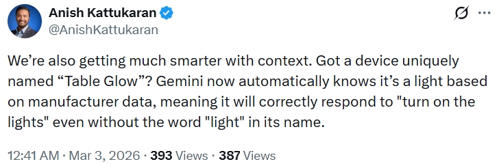 Anish Kattukaran sharing Google Home March 2026 updates 2 Anish Kattukaran sharing Google Home March 2026 updates 2