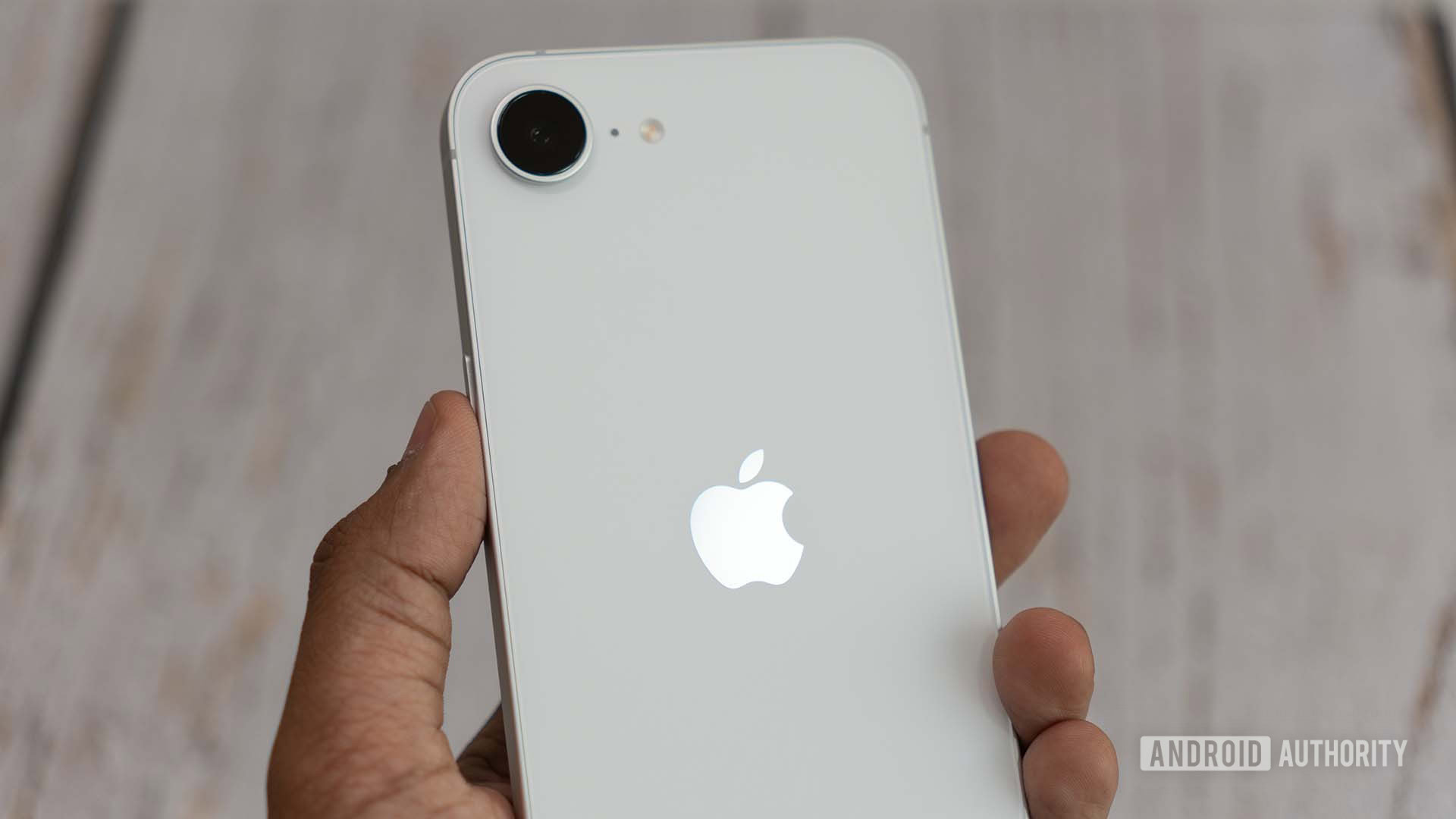Apple iPhone 17e showing single rear camera and Apple logo 1