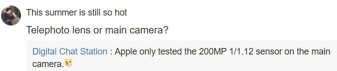 Apple iPhone 200MP main camera Digital Chat Station