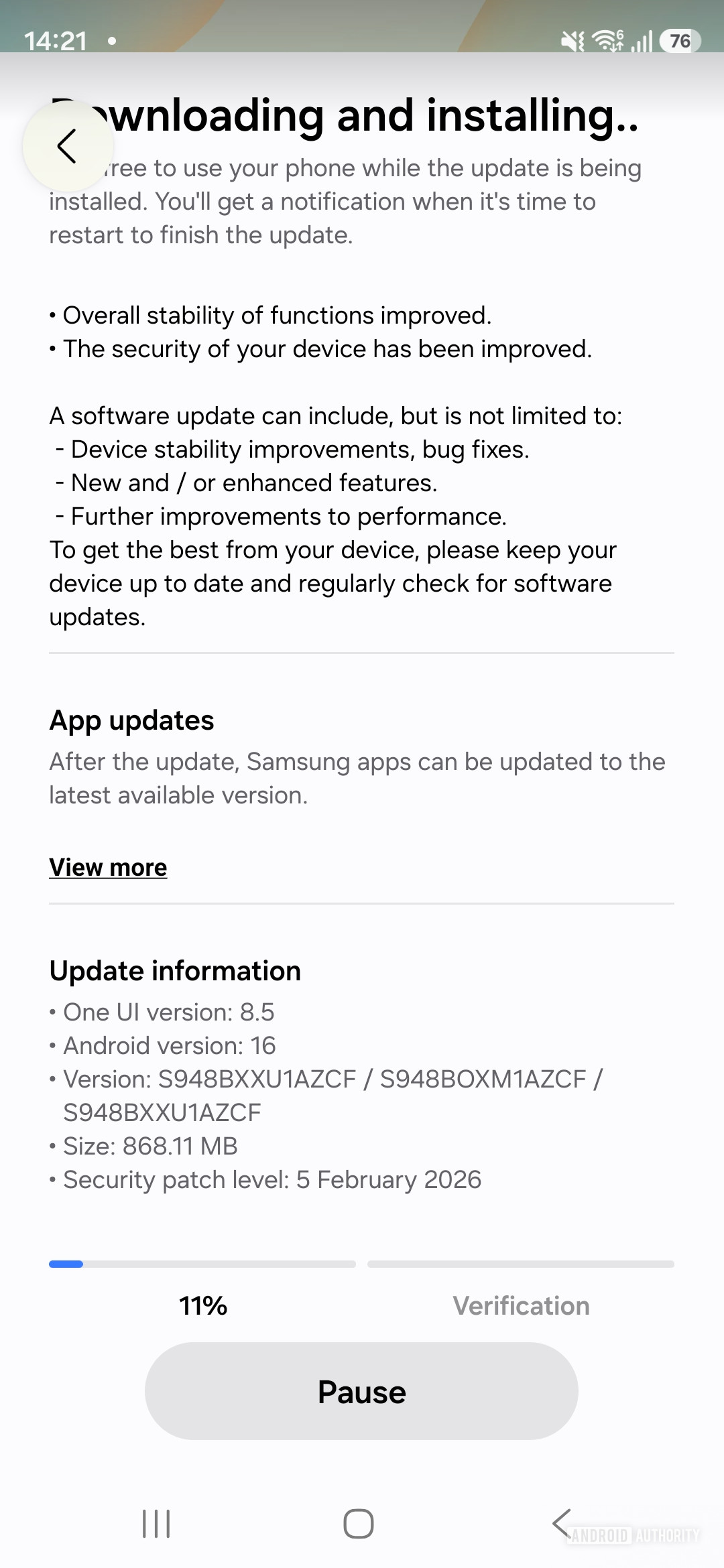 Galaxy S26 Ultra Quick share airdrop update screenshot