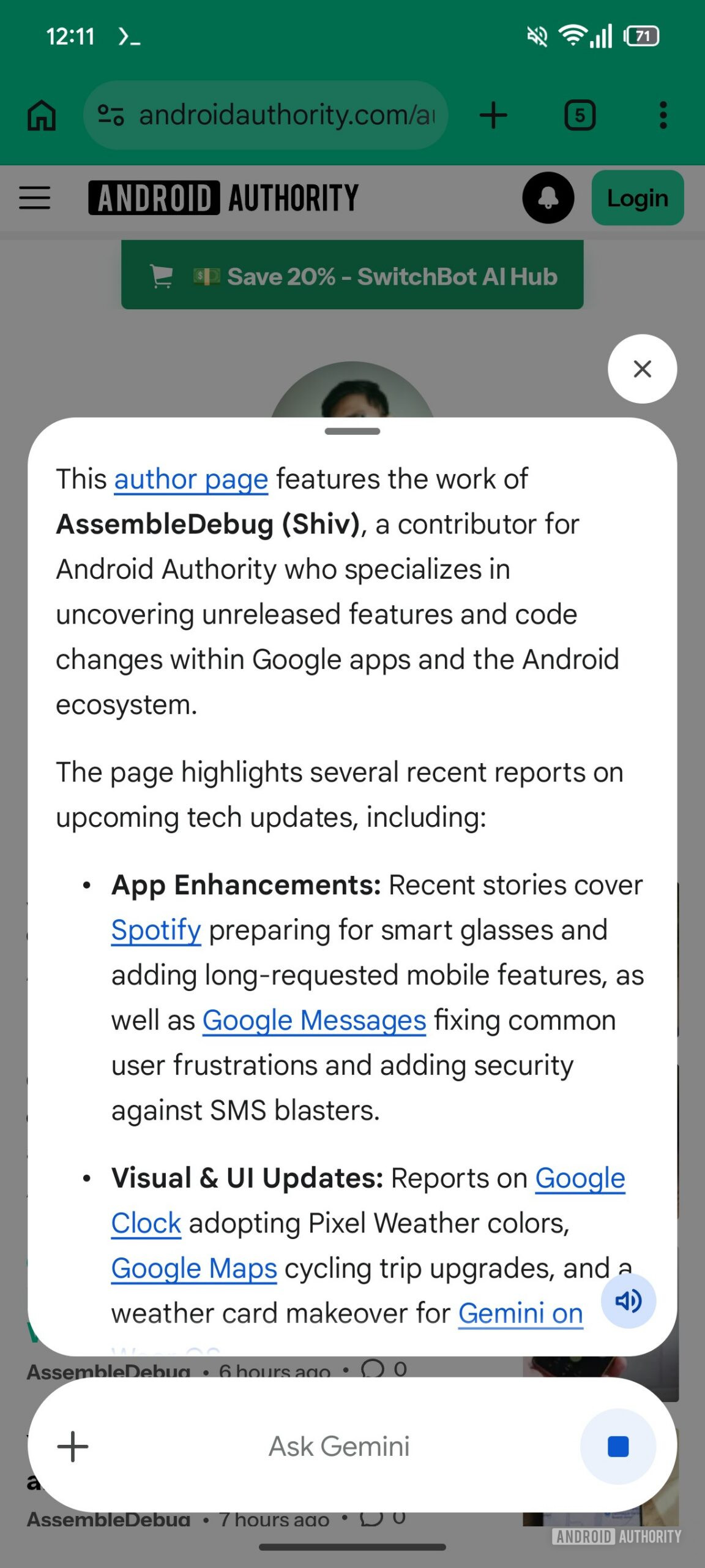 Gemini Close Overlay Button