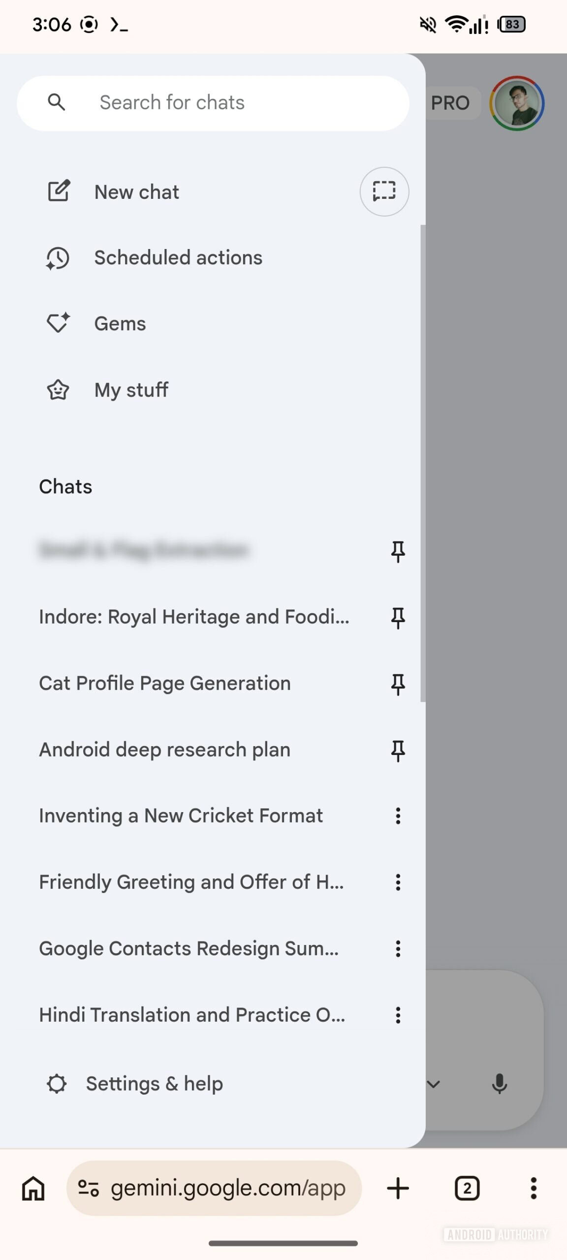 Gemini on mobile web Current UI