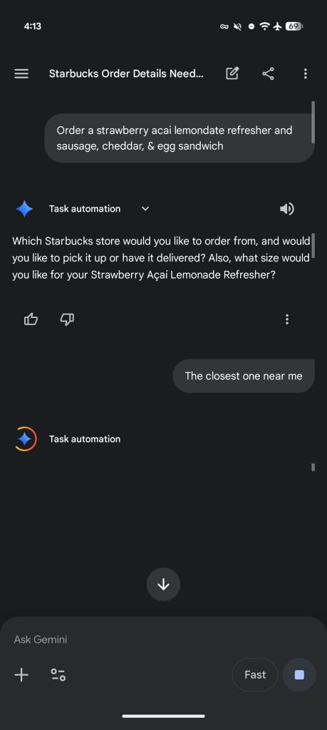Gemini task automation window on Pixel 10 9to5Google