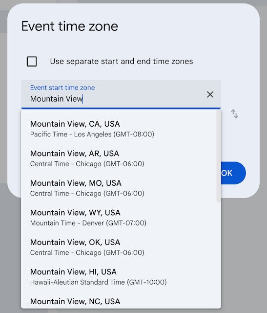 Google Calendar Time Zone update Google Calendar Time Zone update