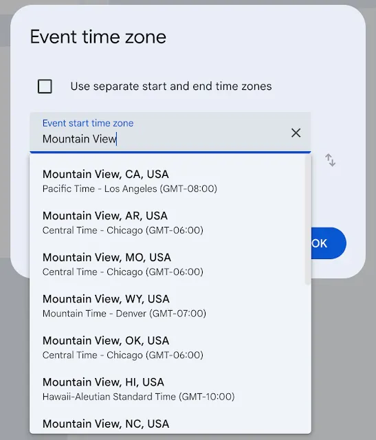 Google Calendar Time Zone