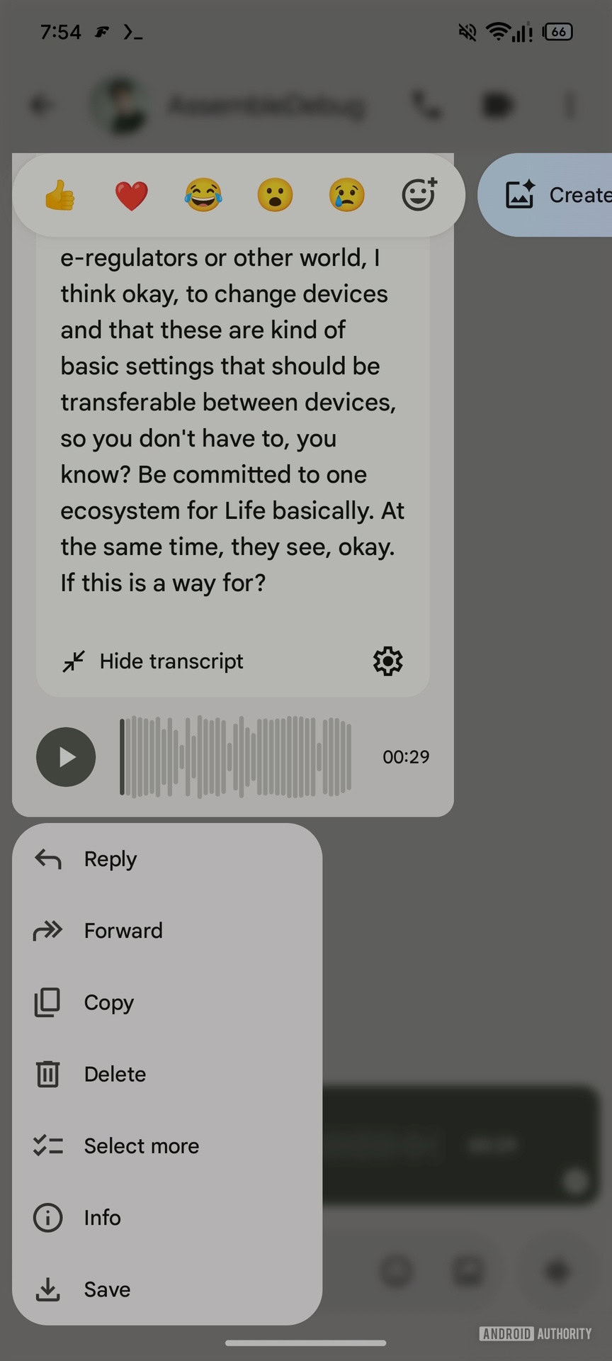 Google Messages Copy voice message transcript Upcoming UI