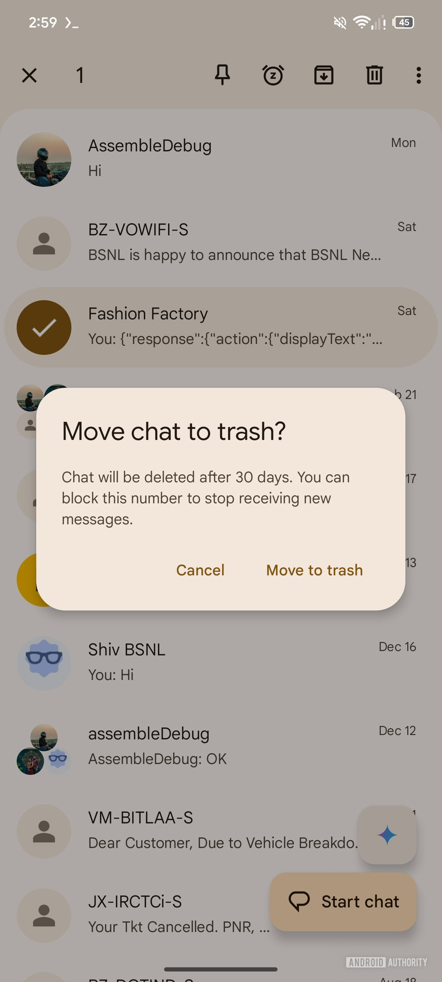 Google Messages New Trash feature for deleting messages (2)
