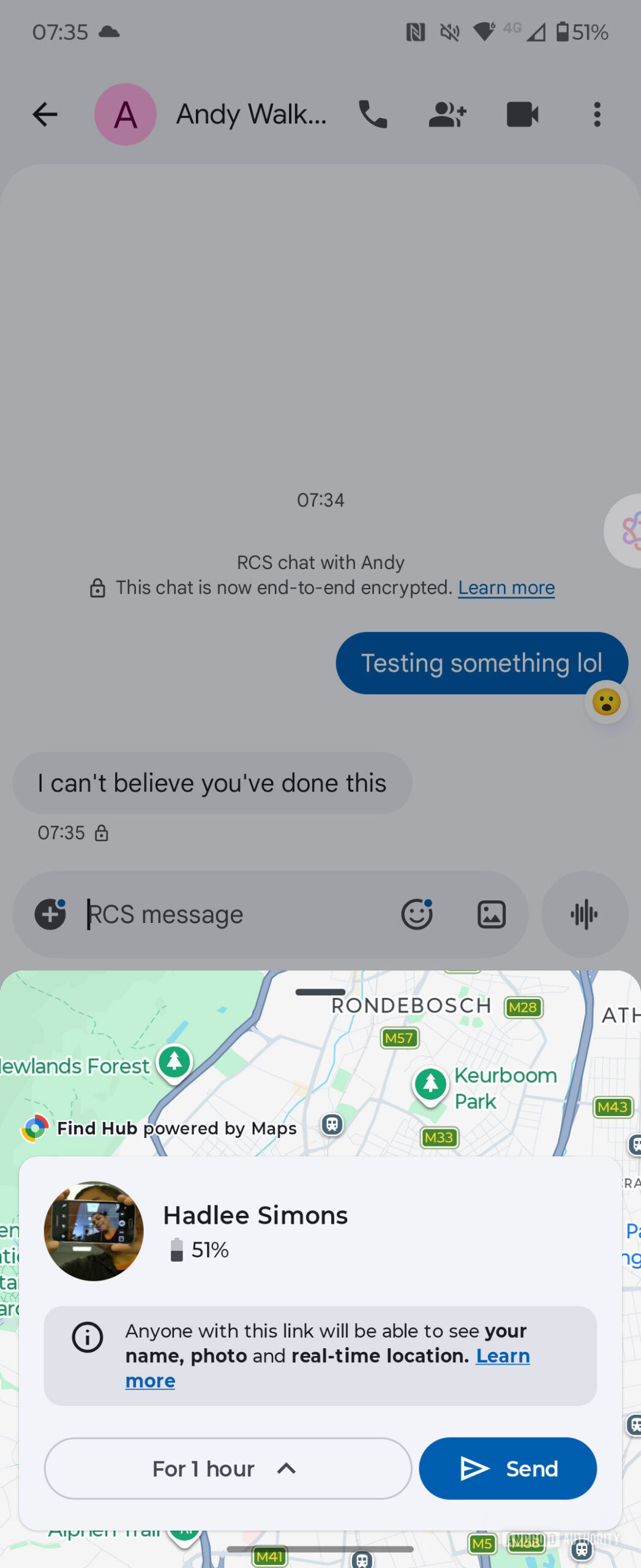 Google Messages real time location sharing 2