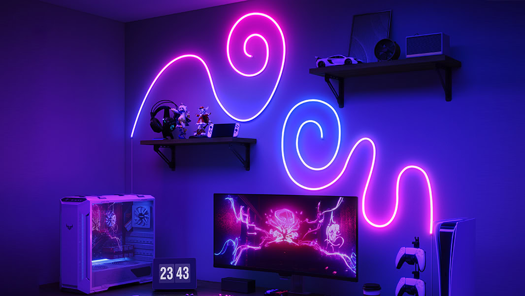 Govee RGBIC Neon Lights in gaming room