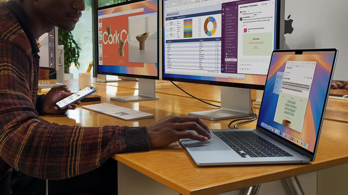 Man using Apple MacBook Air M4 15 inch on desk