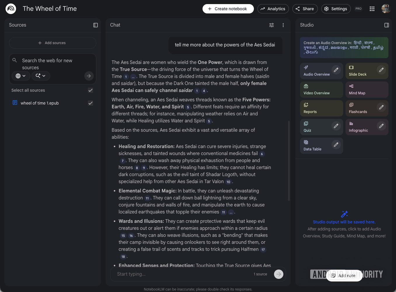 NotebookLM conversing with ePubs