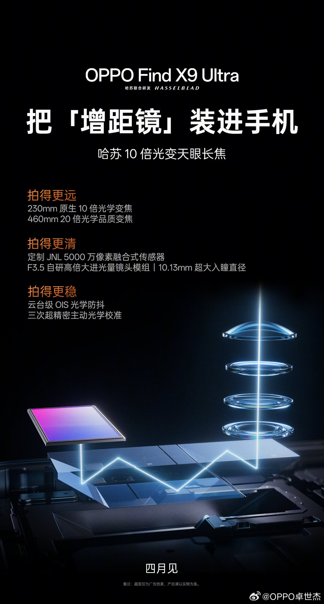 OPPO Find X9 Ultra 50MP 10x optical zoom camera with five reflection prism