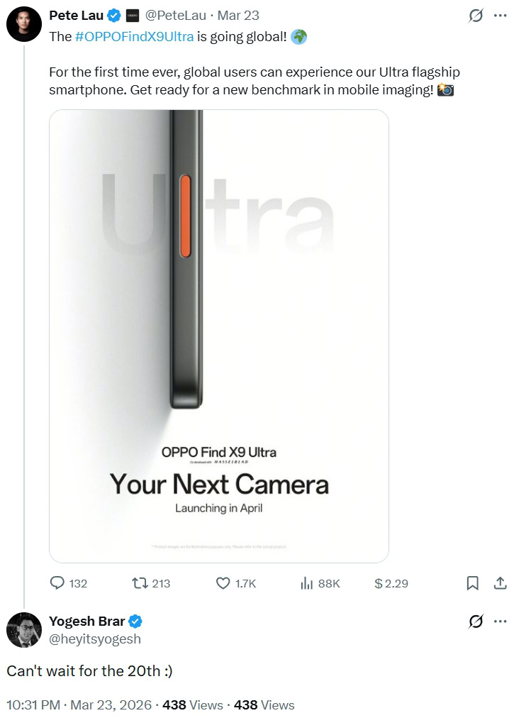 OPPO Find X9 Ultra global launch confirmation