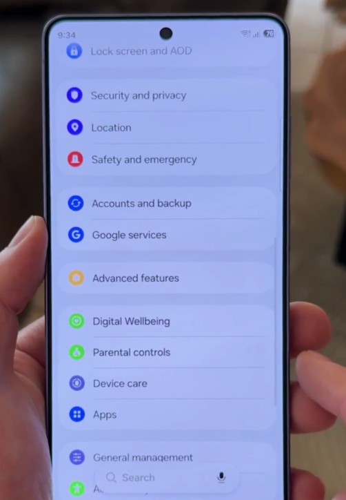 One UI 9 parental controls separate section