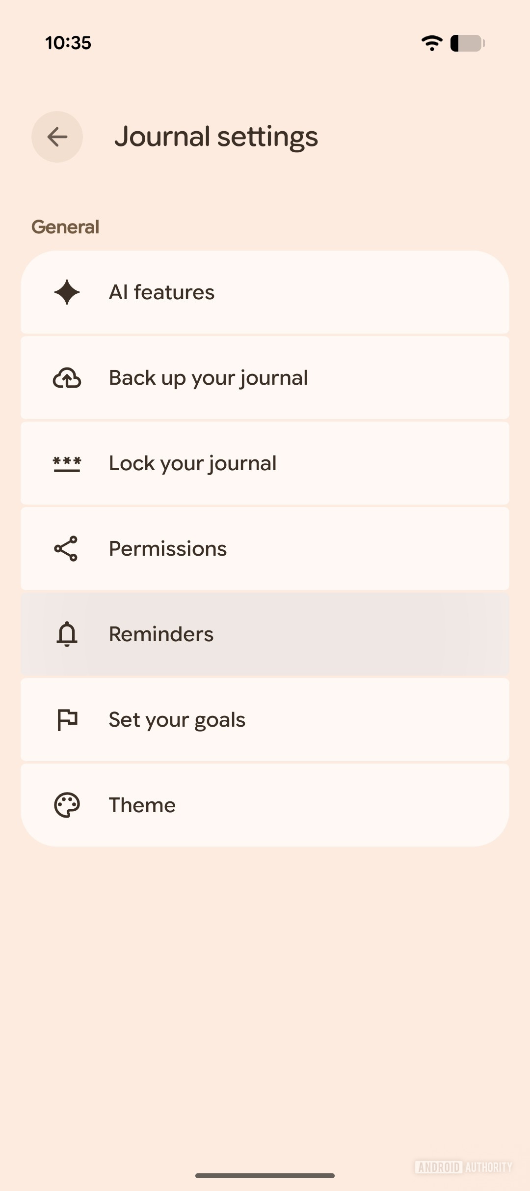 Pixel Journal Reminders Option In Settings
