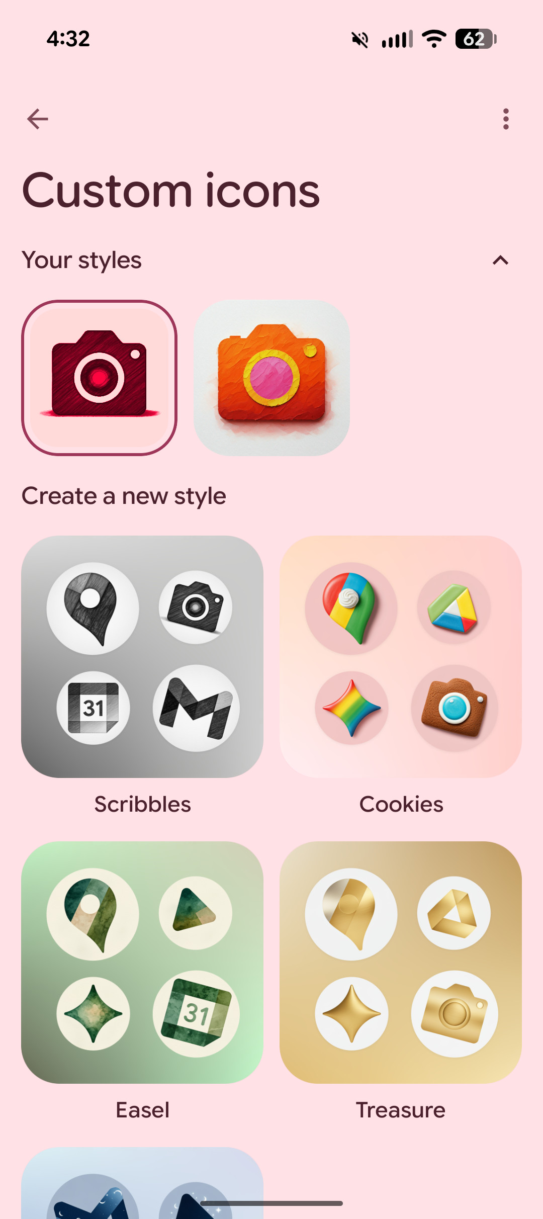 Screenshot of custom AI app icons on the Pixel 10a.