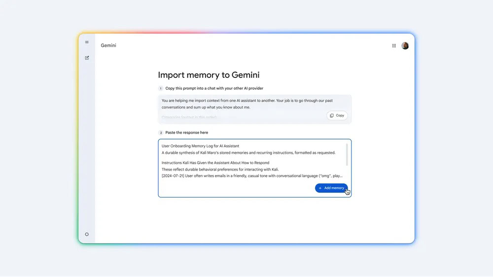 Switch Import Memory 1.width 1000.format webp The memory import feature in Gemini.