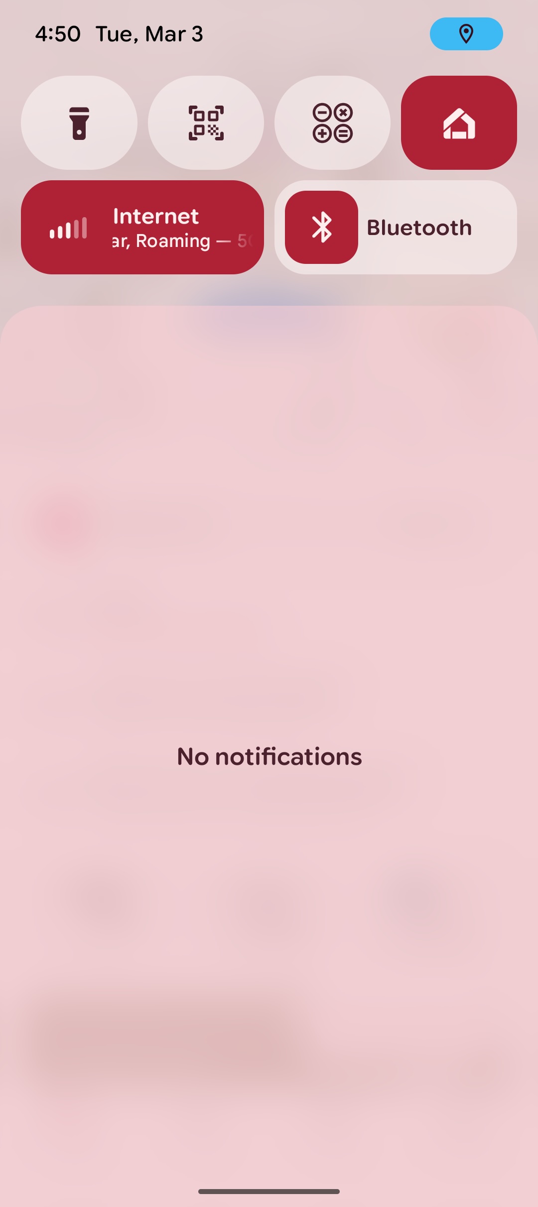 Screenshot of location permission expander pill in Android 16 QPR3.