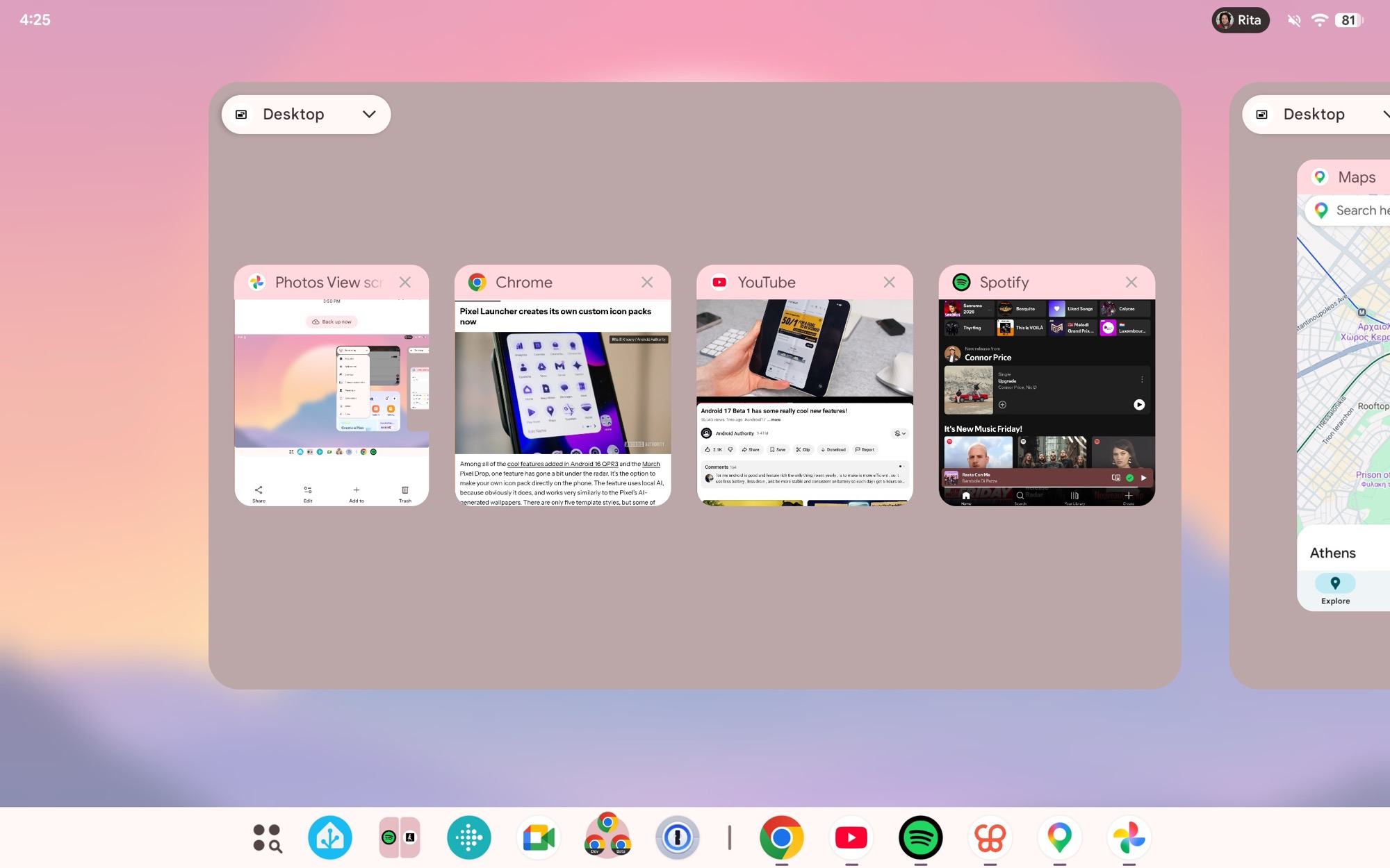 android 16 qpr3 screenshot app switcher desktop 3
