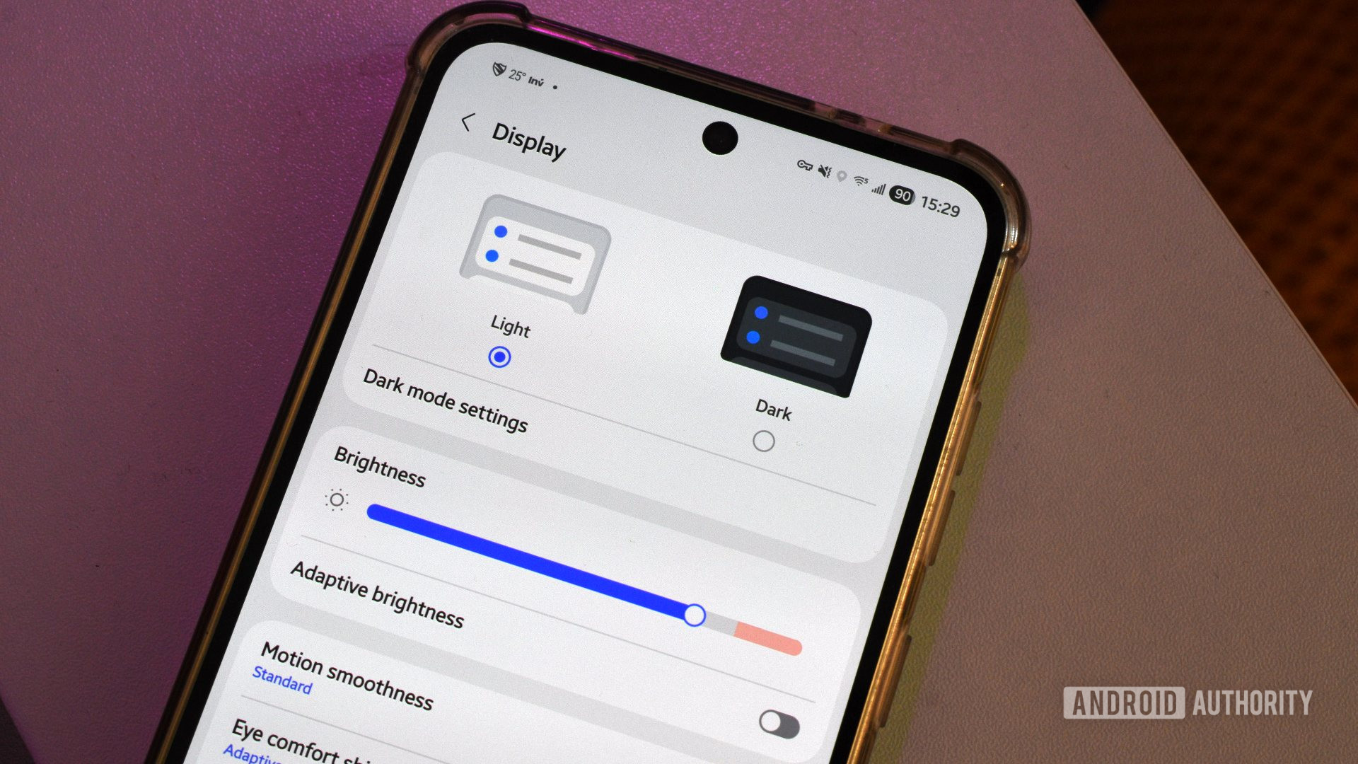 android dark mode settings screen samsung 1