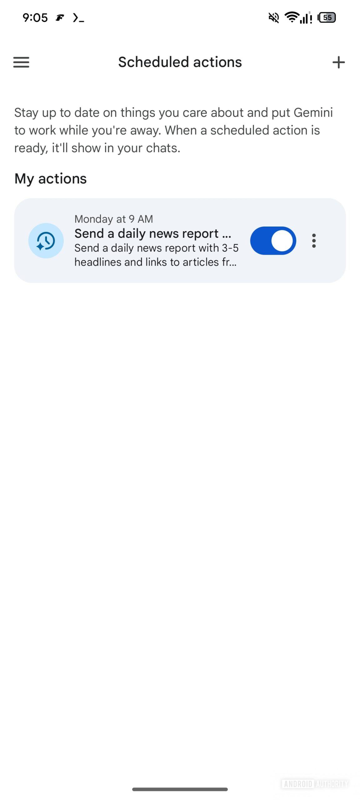 gemini new scheduled actions page 1