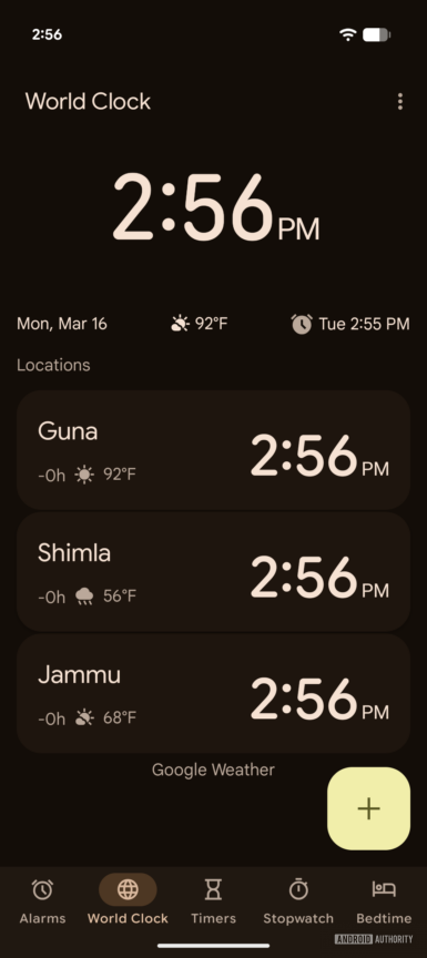 Google Clock's newest update borrows some color from the Pixel Weather ...