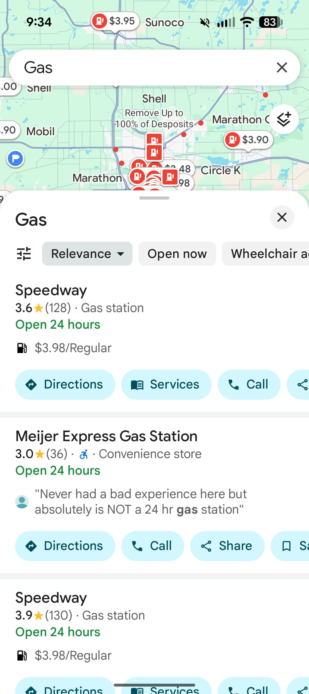 google maps gas prices screenshot 1