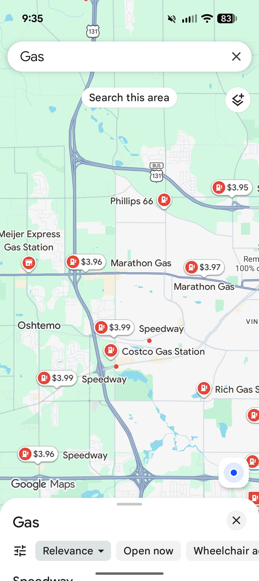 google maps gas prices screenshot 2
