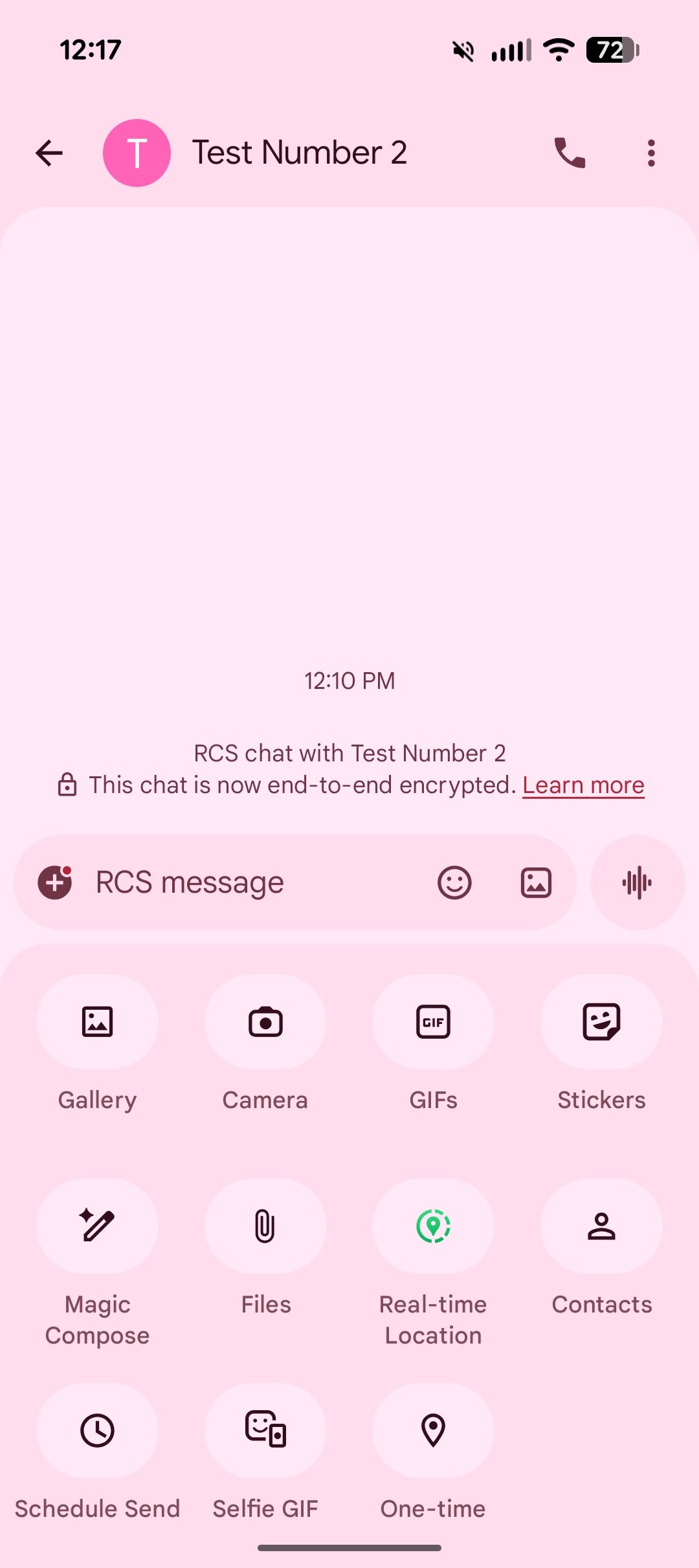 Screenshot of a conversation in Google Messages with the new real-time location sharing option.