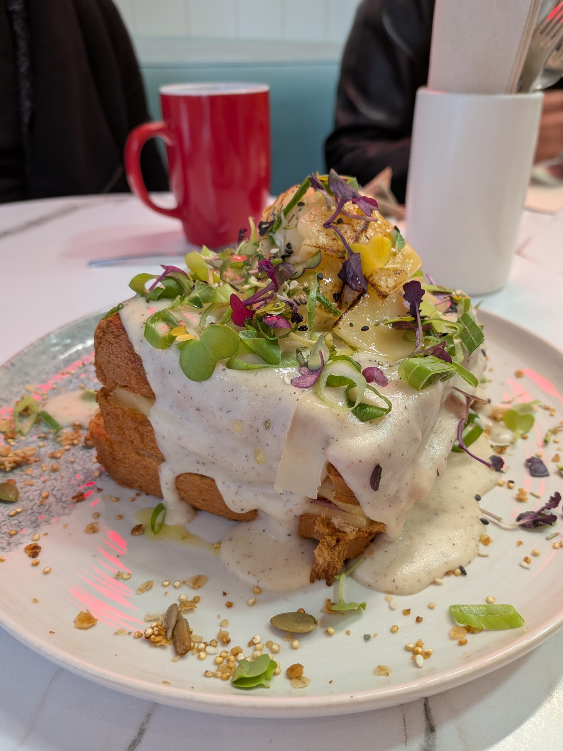 A photo of a ham and egg sandwich, captured with the Google Pixel 10a.