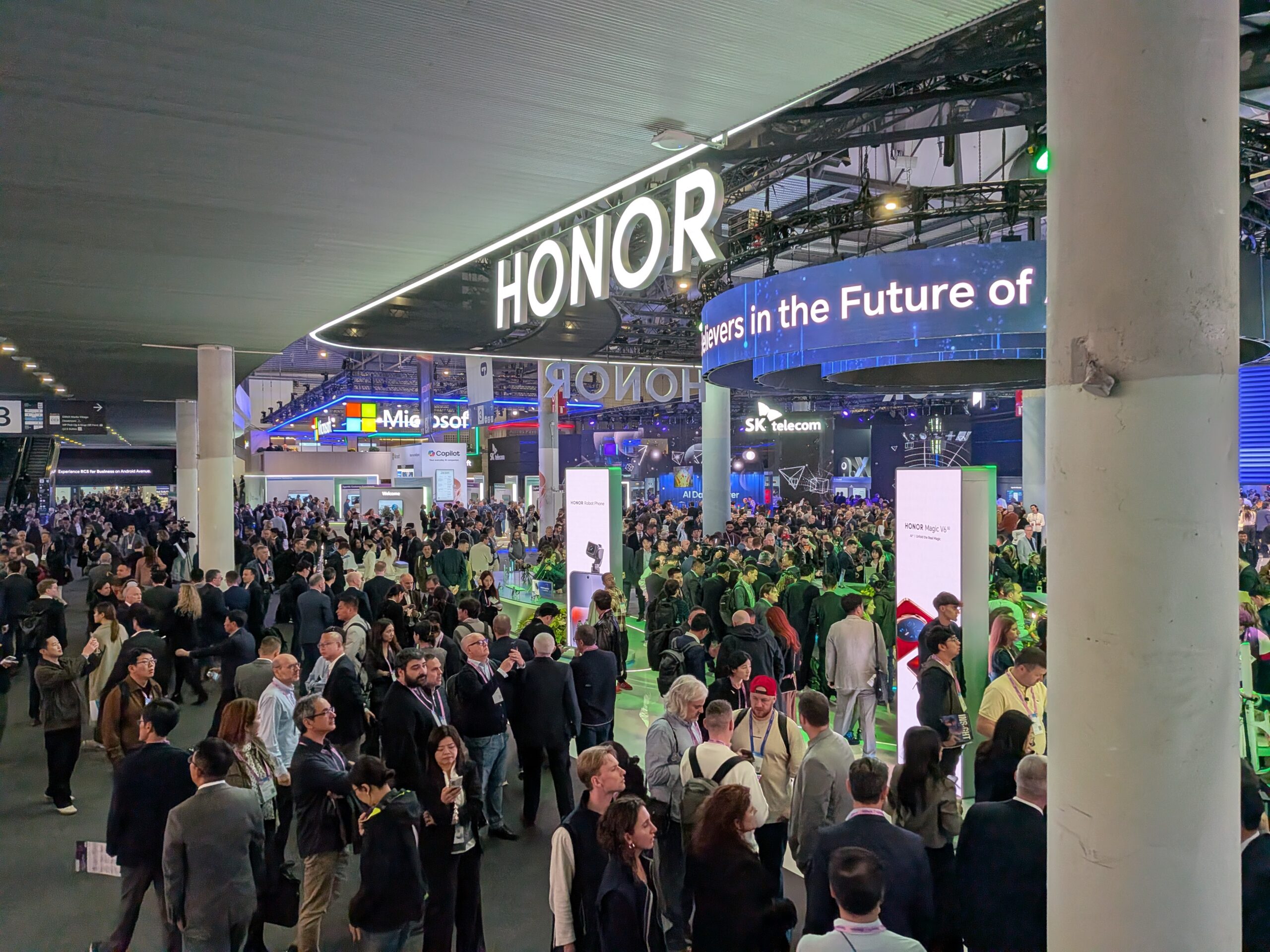 A photo of the MWC 2026 show floor, captured with the Google Pixel 10a.