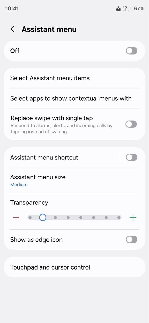 one ui accessibility swipe tap