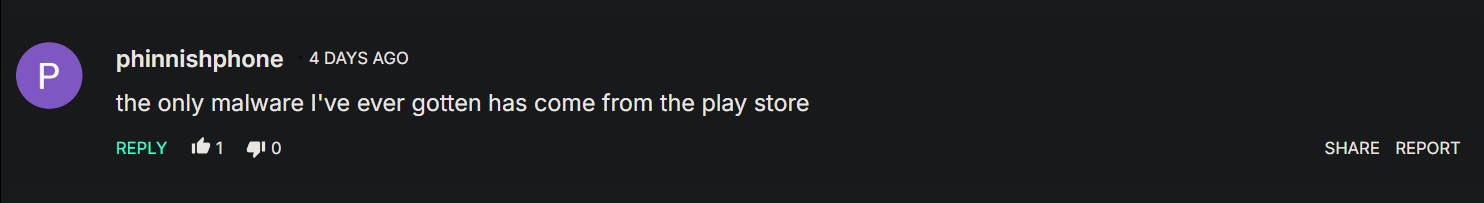 reader comment on play store malware reader comment on play store malware