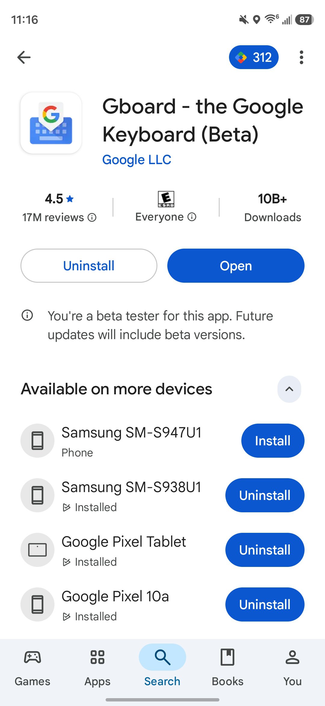 Screenshot of getting rid of Samsung Keyboard on a Samsung phone.